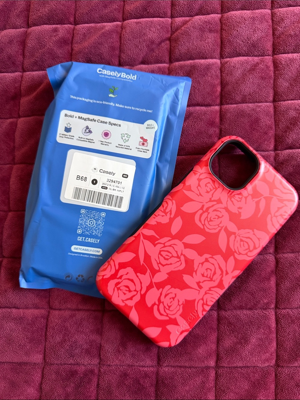 Casely Bold Red Floral MagSafe-Compatible Phone Case